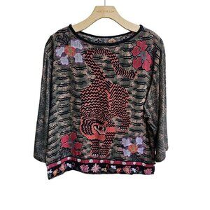 Dorothy Schoelen Platinum Rayon Tiger Print Top, Shows Some Wear, Size S, Loose